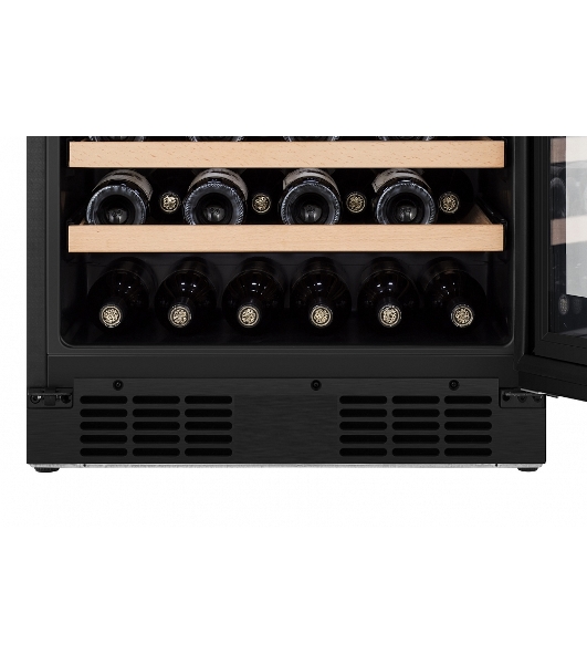 Встраиваемы е винный шкаф Gorenje WCU68F6BG4WF, объем 138 л, вместительность 46 бутылок, 4 полки, цифровой дисплей, Wi-Fi, LED освещение, защита от УФ-излучения, энергоэффективность А+, черный