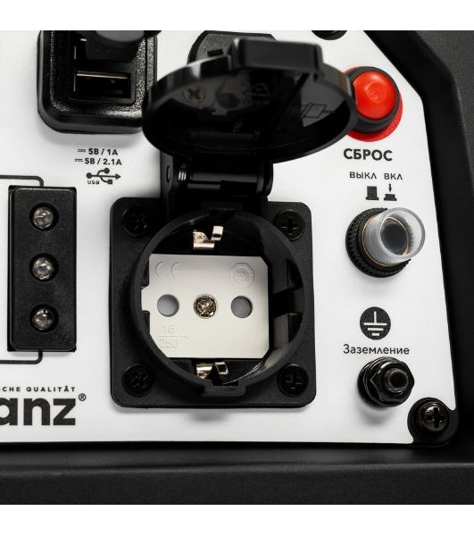 Генератор инверторный Kranz KR1200I, 1,2кВт, 230В, 2л, закрытый корпус, ручной старт