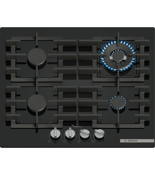 Газовая варочная панель Bosch PPH6A6I40O 5.8x59x52 см, WOK, закаленное стекло, независимая, черная