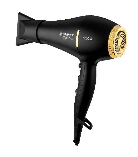 Фен BRAYER BR3010 черный/золотистый, 2200 Вт