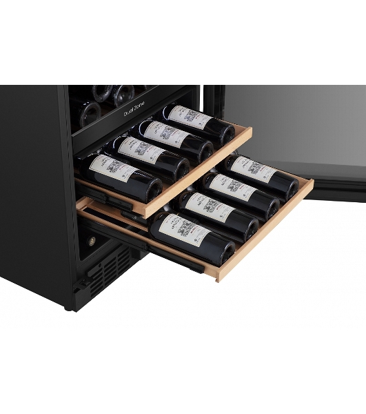 Встраиваемы е винный шкаф Gorenje WCU68F6BG4WF, объем 138 л, вместительность 46 бутылок, 4 полки, цифровой дисплей, Wi-Fi, LED освещение, защита от УФ-излучения, энергоэффективность А+, черный