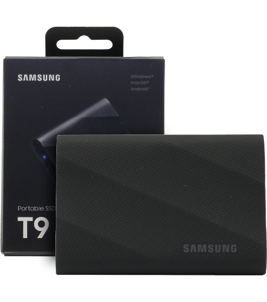 Внешний SSD Samsung T9, 4TB, USB 3.2 Gen 2x2 Type-C, R/W 2000/2000, черный