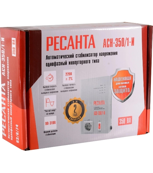 Стабилизатор напряжения Ресанта АСН-350/1-И 0.35кВА однофазный белый (63/6/74)