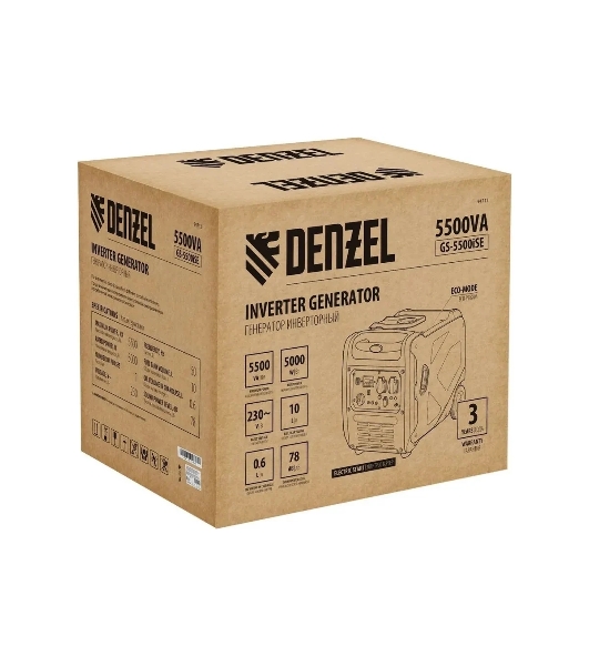 Электрогенератор бензиновый инверторный Denzel GS-5500iSE, 5.5 кВт, 78 дБ, 47 кг