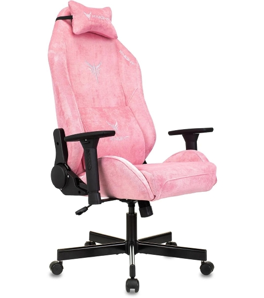 Кресло Knight N1 Fabric розовый, велюр, 120 кг, механизм качания
