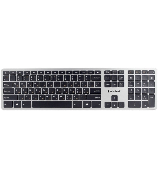 Клавиатура беспроводная Gembird KBW-3, USB, серебристый/черный