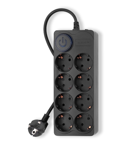 Сетевой фильтр Ippon BK-8-EU-3-10-B 3 м, 8 розеток, черный, коробка