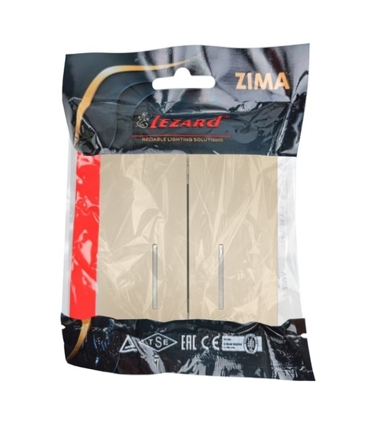 Выключатель LEZARD 704-3688-112QC 2-кл. с индик. СП ZIMA IP20 10А безвинт. зажим, зол.