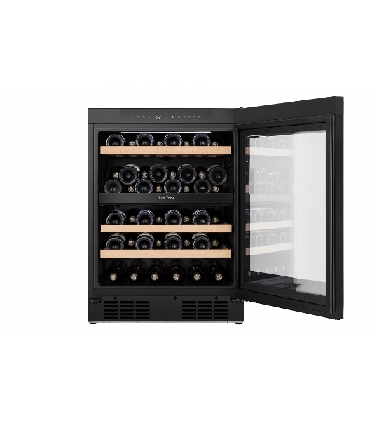 Встраиваемы е винный шкаф Gorenje WCU68F6BG4WF, объем 138 л, вместительность 46 бутылок, 4 полки, цифровой дисплей, Wi-Fi, LED освещение, защита от УФ-излучения, энергоэффективность А+, черный