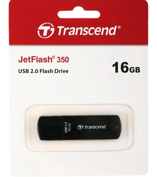 Флешка USB Transcend JetFlash 350 (TS16GJF350), 16Gb, USB 2.0, R/W 15/7, черный