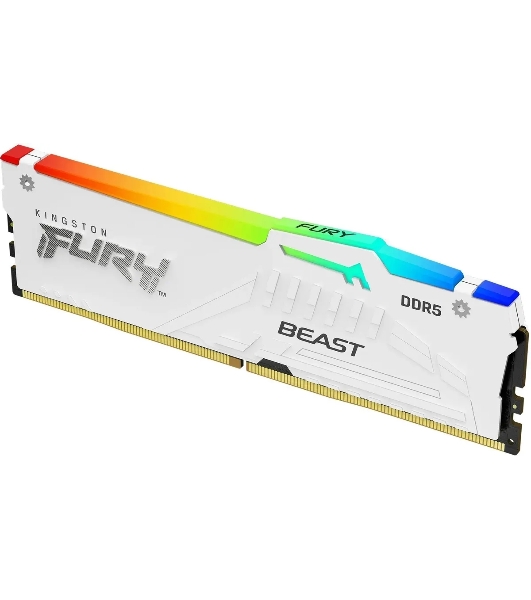 Оперативная память Kingston Fury Beast, DDR5, 32Gb (1x32GB), 5600MHz, CL36, DIMM, радиатор, RGB, белый