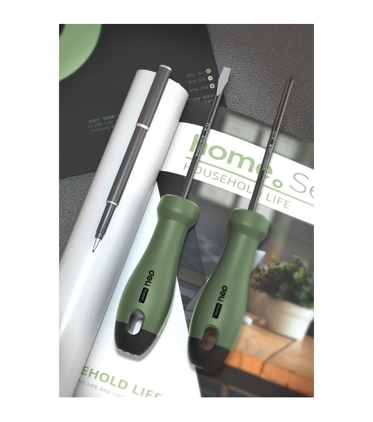 Набор отверток 'Home Series Green' Deli HT1002L 2шт SL5x100+PH1x100, эксклюзивный дизайн, рукоятка из высококачественного софттач пластика