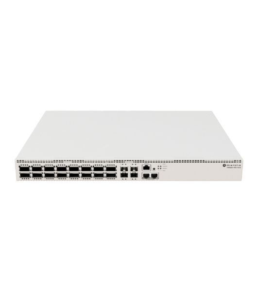 Коммутатор MikroTik CRS520-4XS-16XQ-RM Cloud Router Switch with Quad-Core AL52400 2 GHz CPU, 4 Gb RAM, 98CX8410 switch chip, 2 x 10G Eth ports, 4 x 25G SFP28 ports, 16 x 100G QSFP28 ports, RouterOS L5, 1U rackmount enclosure, dual hot-swap PSU, 4 x hot-swap fans