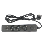 Бытовой удлинитель PowerCube, 3 р с/з вык.,3USB, 3500 Вт, 16А, 1.9 м, 3x1,0 черный PC-6B-2M, фото 1