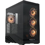 Компьютерный корпус без блока питания HSPD F711-TGbK-ARGB, Panoramic Full Tower, черный, TG, 0.7 SPCC, 4x120мм ARGB ATX, mATX, mITX 190/420/280мм 2x2.5', 2x3.5', 7xPCI 1xUSB-A 3.0, 1xUSB-C 445x235x475мм, фото 1