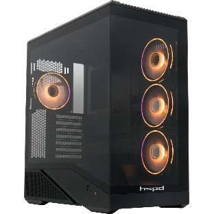 Компьютерный корпус без блока питания HSPD F711-TGbK-ARGB, Panoramic Full Tower, черный, TG, 0.7 SPCC, 4x120мм ARGB ATX, mATX, mITX 190/420/280мм 2x2.5', 2x3.5', 7xPCI 1xUSB-A 3.0, 1xUSB-C 445x235x475мм