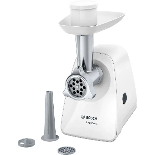 Мясорубка электрическая Bosch MFW2510W белый, 1500 Вт, 1.7 кг/мин, защита от перегрузки, насадки - 3
