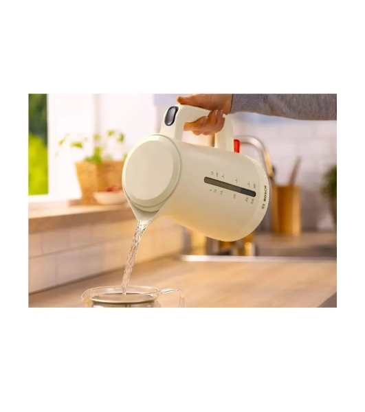 Электрочайник Bosch TWK3M127 бежевый, 1.7 л, 2400 Вт, скрытый нагревательный элемент