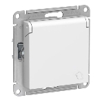 Механизм розетки 1-м СП AtlasDesign 16А IP20 с заземл. защ. шторки с крышкой белый, фото 1