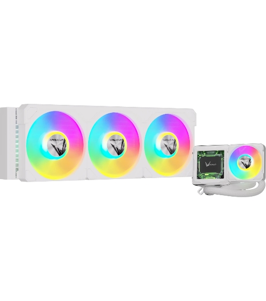 Система жидкостного охлаждения Formula V Line Cryo Wing Digi 360 WH, 360мм, LCD 2.73', 3x120мм, ARGB fans, LGA115X/1200/1700/1851/1366/2011/2066, AM3/AM4/AM5/Ryzen3/Ryzen5/Ryzen7/Threadripper/RT4