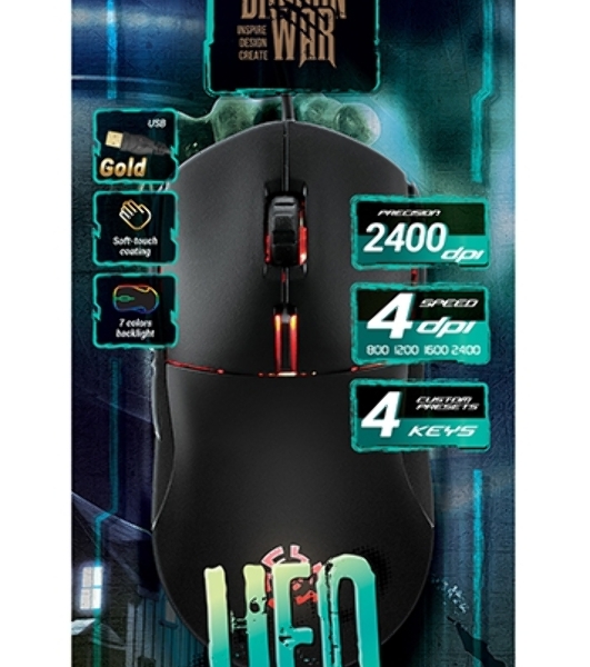 Мышь проводная Qumo UFO M77 черный, 2400 dpi, USB, кнопки - 6