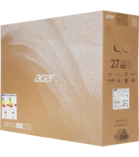 Монитор 27' Acer Vero CB272UE3bmiprux IPS, 2560x1440, 100 Гц, 1 мс, 16:9, 350 кд/м², 1xDP, 2xHDMI, USB-C, черный