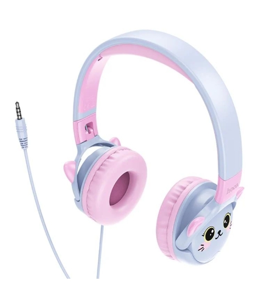 Беспроводные/проводные наушники Hoco W61 синий, накладные, Bluetooth + проводной, детские, до 20 ч.