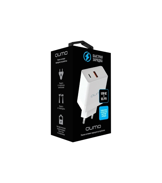 Сетевое зарядное устройство Qumo Energy light (Charger 0052) PD 20W, 2USB, Type-C + QC3.0, белый