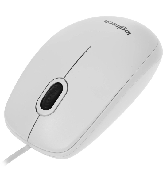 Мышь проводная Logitech B100 белый, 1000 dpi, USB, кнопки - 3