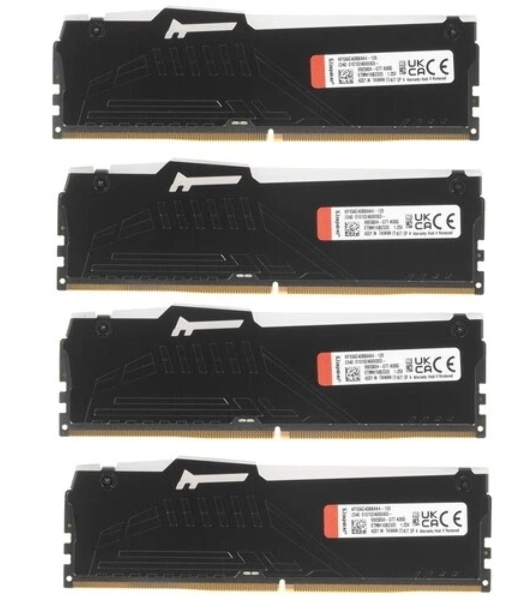 Оперативная память Kingston Fury Beast, DDR5, 128Gb (4x32Gb), 5600MHz, CL40, DIMM, радиатор, RGB, черный