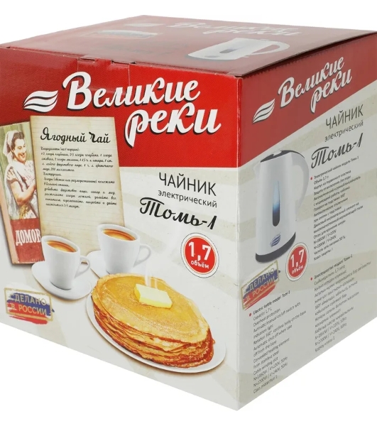 Чайник электрический Великие Реки Томь-1 белый/зеленый