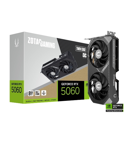 Видеокарта Zotac RTX 5060 TWIN EDGE OC 8Gb GDDR7 128bit 3xDP HDMI 2FAN MEDIUM PACK