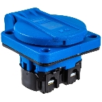 Розетка панельная IEK MAGNUM PSN71-016-3-2-44-K07 2P+PE 16А IP44 РП11-3 с защ. крышкой с заземл. син., фото2