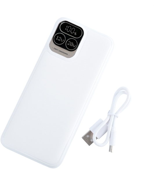 Портативный аккумулятор Perfeo Powerbank Atomic Age 20000 mAh/LED дисплей/PD + QC 3.0/Type-C/2 USB/Выход: 5A, max 22.5W белый (PF_E1475)