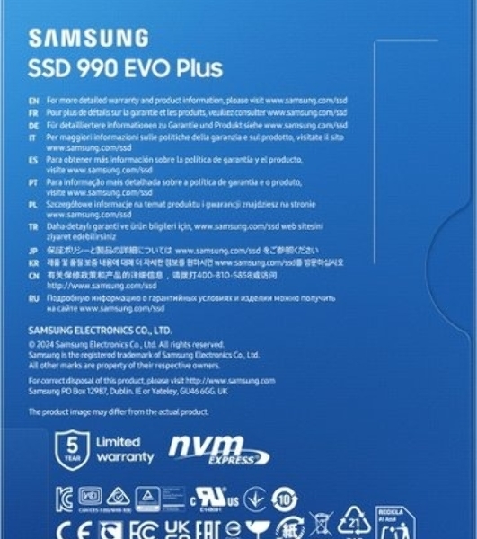 Накопитель SSD Samsung 990 EVO Plus, 2Tb, M.2 2280, PCIe 4.0 x4, NVMe, R/W 7250/6300