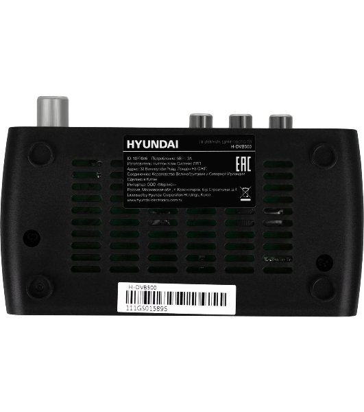 Приставка для цифрового ТВ Hyundai H-DVB500 черный, DVB-T2, DVB-T, DVB-C, HDMI, USB 2.0 х2