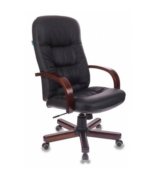Кресло Бюрократ T-9908/WALNUT черный, кожа