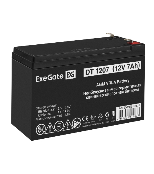 Аккумуляторная батарея ExeGate DT 1207 (12V 7Ah, клеммы F2)