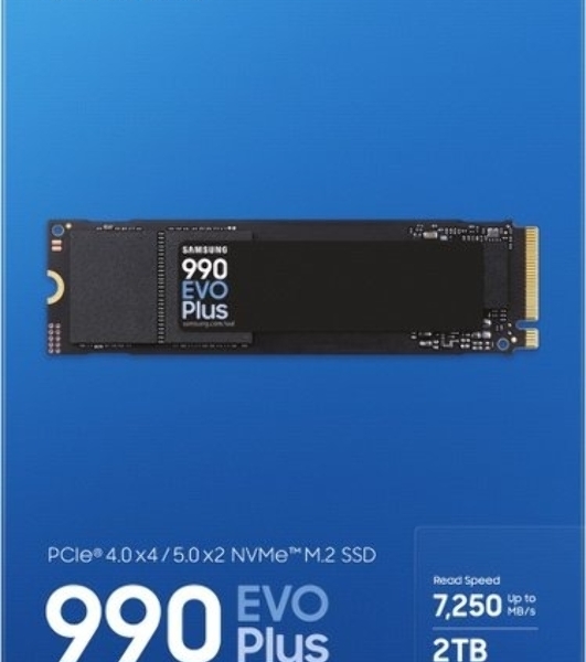 Накопитель SSD Samsung 990 EVO Plus, 2Tb, M.2 2280, PCIe 4.0 x4, NVMe, R/W 7250/6300
