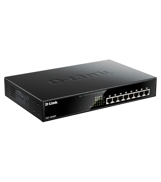 Коммутатор D-Link DL-DGS-1008MP/B1A, 8×1 Гбит/с, неуправляемый