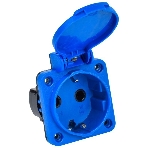 Розетка панельная IEK MAGNUM PSN71-016-3-2-44-K07 2P+PE 16А IP44 РП11-3 с защ. крышкой с заземл. син., фото 1