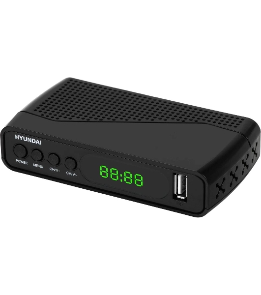 Приставка для цифрового ТВ Hyundai H-DVB500 черный, DVB-T2, DVB-T, DVB-C, HDMI, USB 2.0 х2