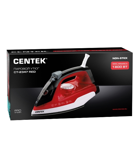 Утюг Centek CT-2347 красный, 1800 Вт, 20 г/мин, 80 г/мин, 200 мл