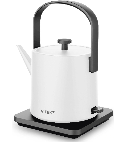 Чайник электрический Vitek VT-WK1001 0.8л. 1000Вт белый/черный корпус: металл