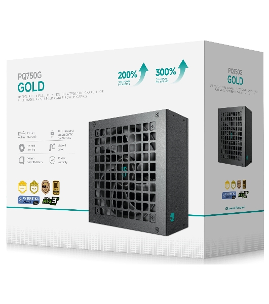 Блок питания Deepcool/GamerStorm PQ750G (ATX 3.1, 750W, Full Cable Management, PWM 120мм fan, 80 PLUS GOLD, Active PFC + Half Bridge + DC/DC, Full Japanese Capasitors, Gen5 PCIe) RET