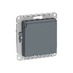 Механизм розетки 1-м СП AtlasDesign 16А IP20 с заземл. защ. шторки с крышкой грифель, фото 1