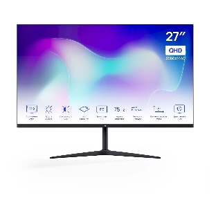 Монитор 27' ABR MC27HQ-i1 IPS 2560x1440, 75 Гц, 4 мс, 16:9, 250 кд/м², HDMI, DP 1.4, 3.5 Jack, USB Hub (1x USB), черный