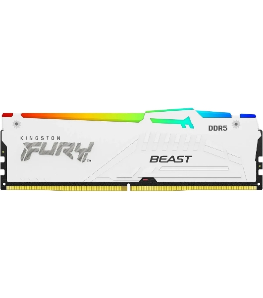 Оперативная память Kingston Fury Beast, DDR5, 32Gb (1x32GB), 5600MHz, CL36, DIMM, радиатор, RGB, белый