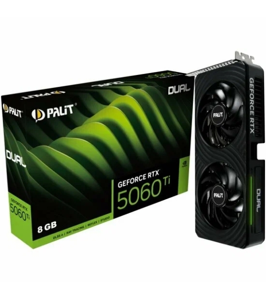 Видеокарта Palit PA-RTX 5060Ti DUAL OC 8Gb RTX 5060TI 8Gb 128bit GDDR7 2407/28000 HDMIx1 DPx3 HDCP Ret