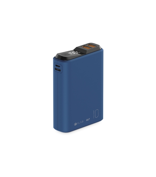 Портативный аккумулятор OLMIO QS-10, 10000mAh, 22.5W, QuickCharge3.0/PowerDelivery, LCD, темно-синий